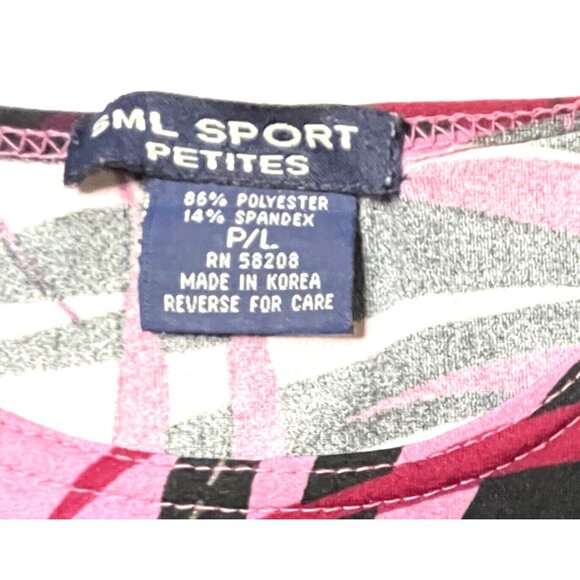 SML Sport Misses Multi-colored Top Shirt 3/4 Sleeve Size P/L (Petite) - Picture 3 of 3